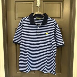 Masters Collection Navy and Blue Striped Polo Shirt Men’s Large